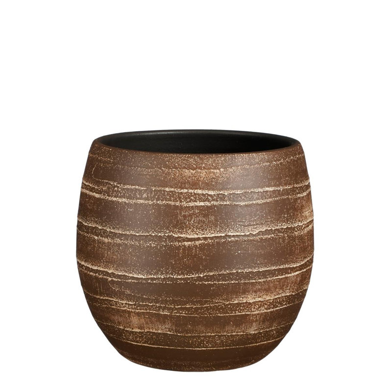Assaria Ceramic Pot Planter, Brown, 28cm H x 30cm W x 30cm D