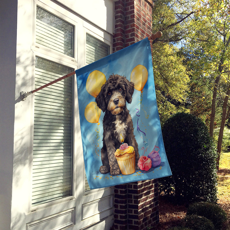 Happy Birthday House Flag, Portuguese Water Dog