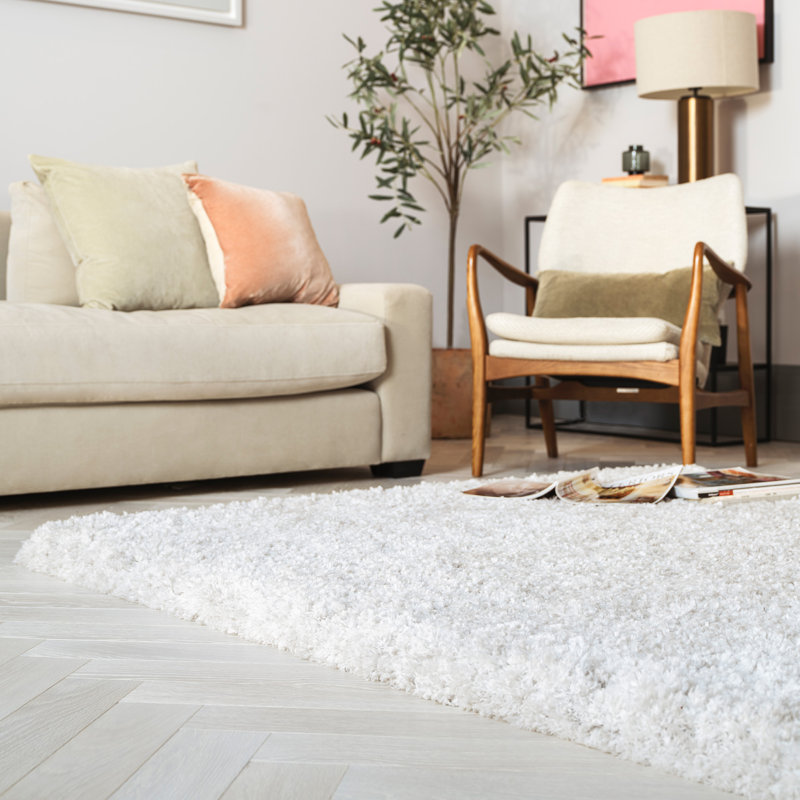 Harisan Shaggy Ivory Rug, Rectangle 120cm x 170cm