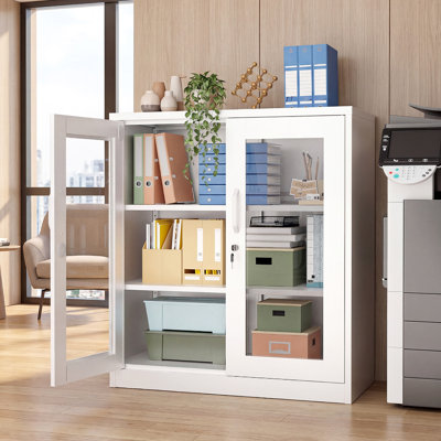 Armoire de rangement pour outils en acier blanc à 2 portes (pré-trou)