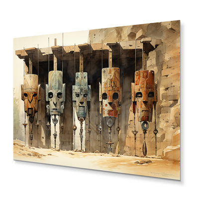 Masque de tribu africaine Dogon I - décoration murale tribal africain en métal