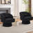 360° Swivel Barrel Chair - Cozy Teddy Fleece Accent Armchair with Striped Back, Plush Lounge Seat-1802573085
