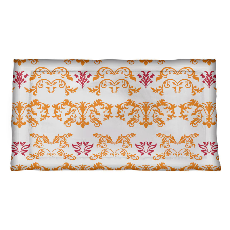 Football Baroque Pattern Pillow Sham, Polyester, Standard, White/Orange/Red