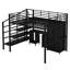 Lit mezzanine pleine grandeur en métal avec table et garde-robe, noir - look moderne, construction, compartiments de rangement spacieux, guide d'assemblage rapide complet, conception, structure, installations, fonctionnement sans effort