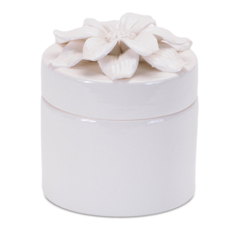 Stoneware Box with Floral Lid Accent