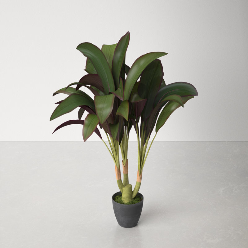 30'' Green and Purple Faux Dracaena Plant in Round Pot