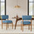 Modern Wooden Blended Linen Blue Dining Chair-202347696