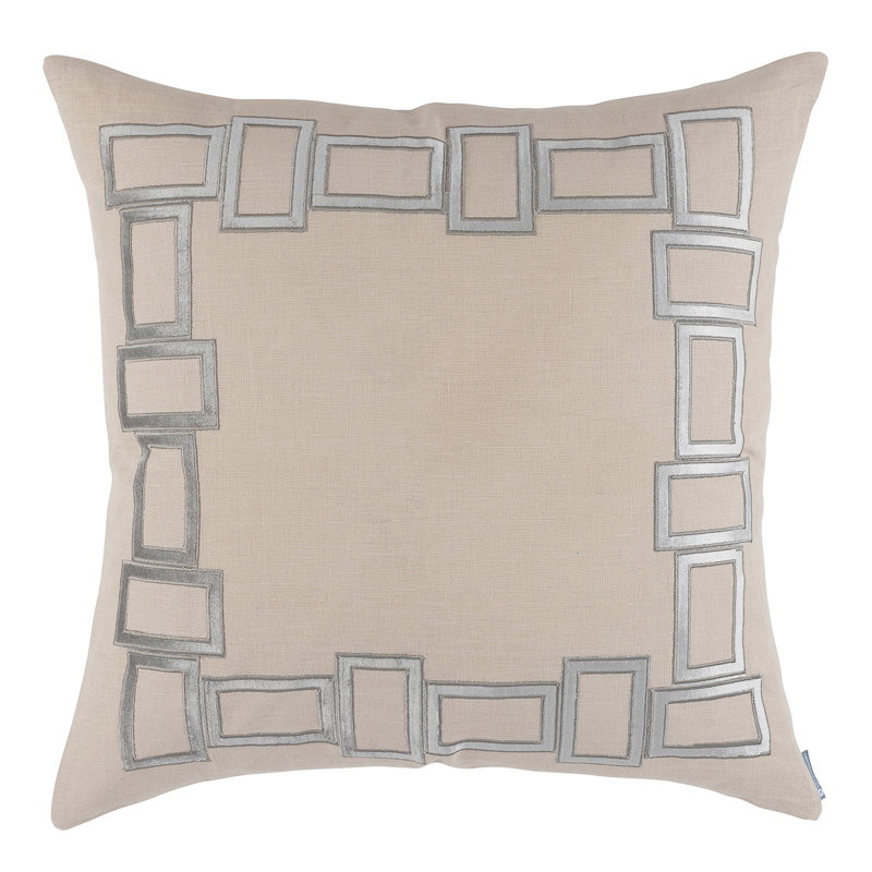 Housse et insert de coussin décoratif intérieur / extérieur Pérou, Sable foncé / platine