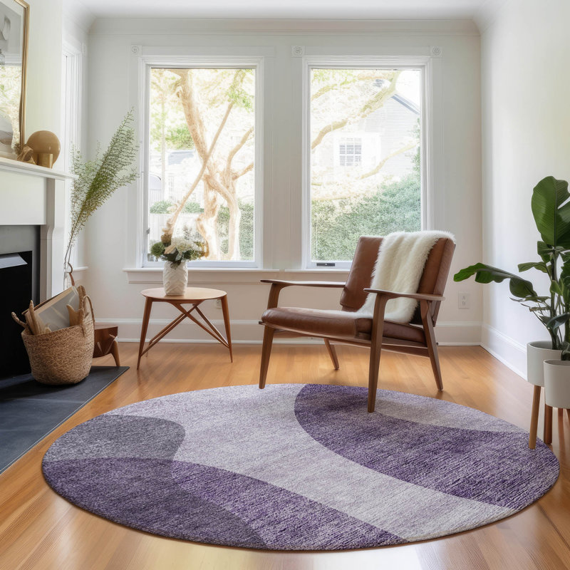 Premium Machine Washable Arnette Purple Rug, Round 8'