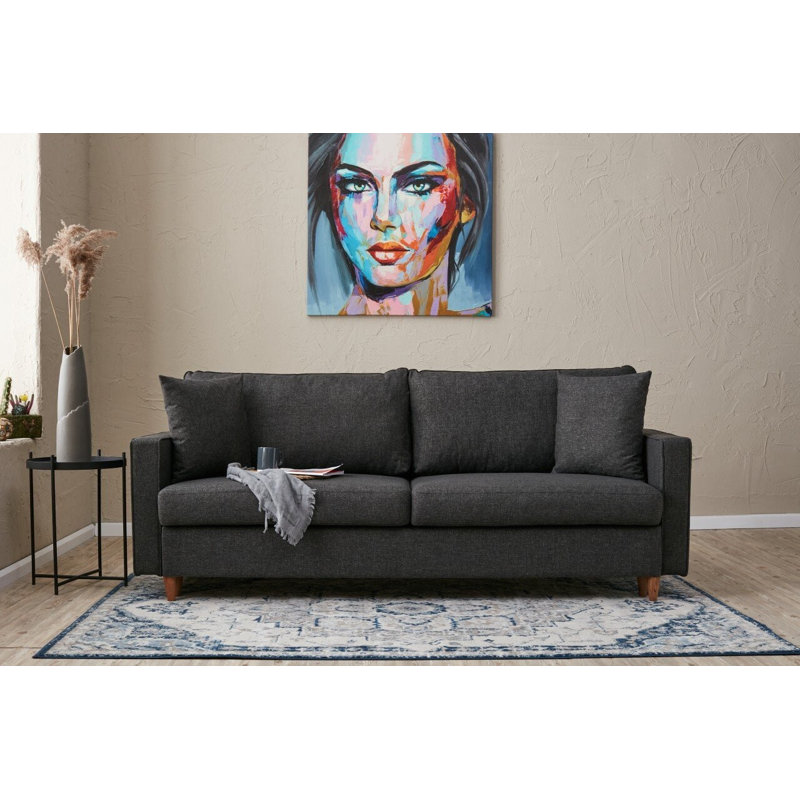 Canapé-lit rembourré 82,7 po Sulayman, 100 % polyester anthracite