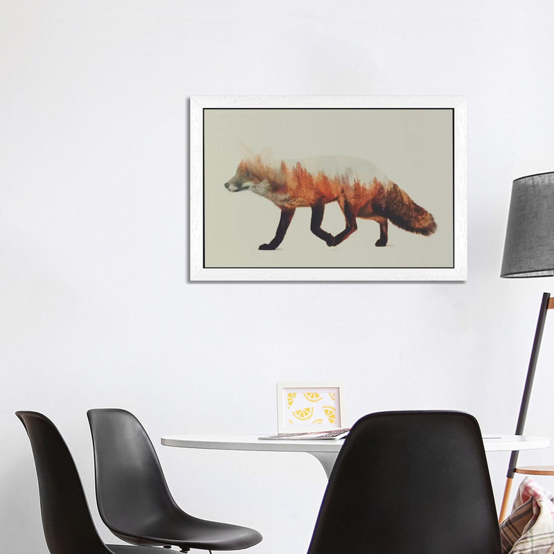 Fox I by Andreas Lie - Print on Canvas, 66.04 cm H x 45.72 cm W, White Floater Framed