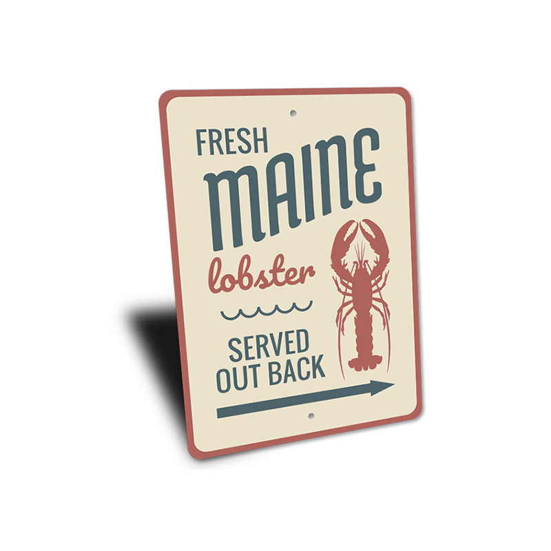 Plaque en aluminium Fresh Maine Lobster, H 18 po x l 12 po x P 0,06 po