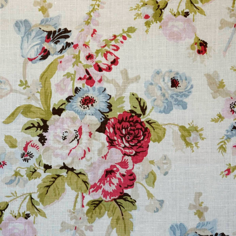 Grenville Glazed Chintz Fabric, White/Red/Blue