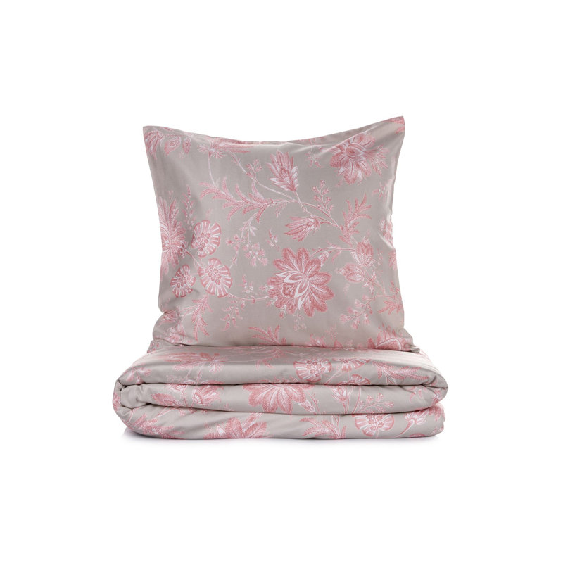 Luxury Cotton Satin Quilt Cover Set, Powder Color, 78.7 x 78.7 inches | 100% Cotton, 210 Thread Count | Includes 2 Pillowcases (31.5 x 31.5 inches) | Machine Washable, Elegant Reactive Printing, Button Closure