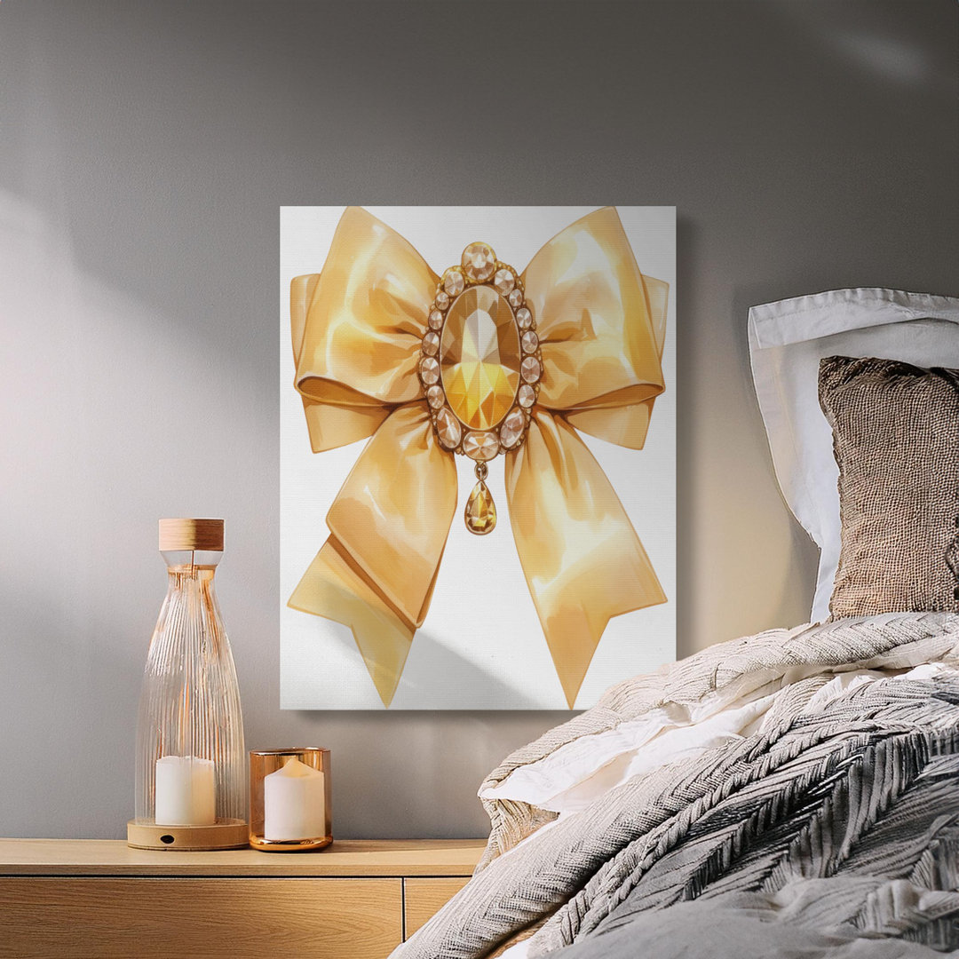 Luxe Gold Bow Jewel Canvas Print
