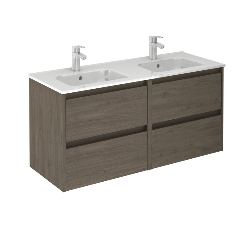 Youcef 48 " W Free Standing Wall Mounted 1 Single Double Vanity Bathroom Vanity With Ceramic Top