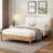Seabrook Japandi Solid Wood & Fabric Upholstered Platform Bed With Soft Foam-Padded Headboard-116580905