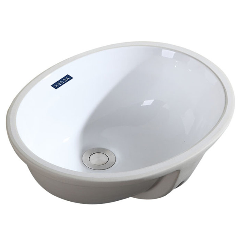 KDK HOME 15.63'' Glaze Ceramic Oval Bathroom Sink with Overflow