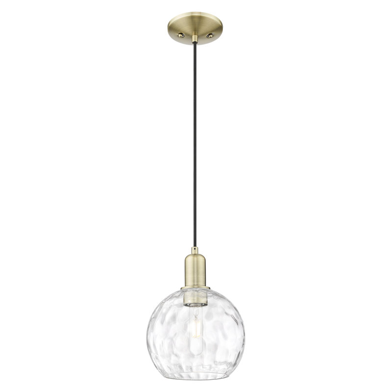 Mini-luminaire suspendu 1 lumière Arcadia, H 7 po x l 8 po x P 8 po, Laiton antique