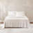 Pleat Cotton Sheets Cream 4 Piece Set Queen-116543528-116543527