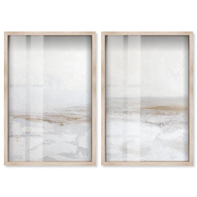 Crater Sands Duo Shadowbox Print Boho Gold Wall Decor Set by Art Remedy, Black Frame, 10 x 15