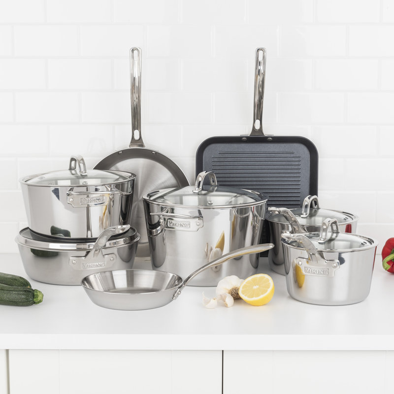 Viking Contemporary 3-Ply Stainless Steel 13pc Cookware Bundle
