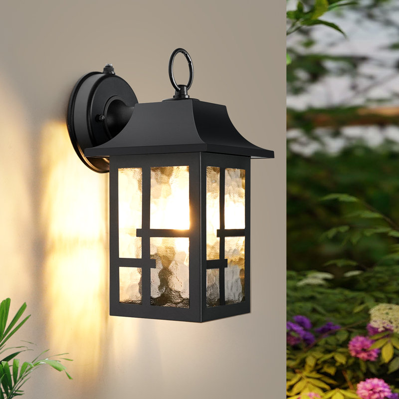 Dusk To Dawn Outdoor Wall Light, Waterproof Porch Sconce With Water Ripple Glass, Rust-resistant Exterior Lantern For House Or Garage (1-pack)