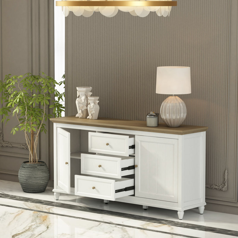 CHENON SIDEBOARD - WHITE & BROWN, White