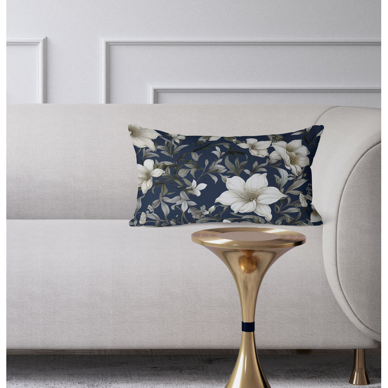 Coussin Petal Perfection, Bleu / Crème