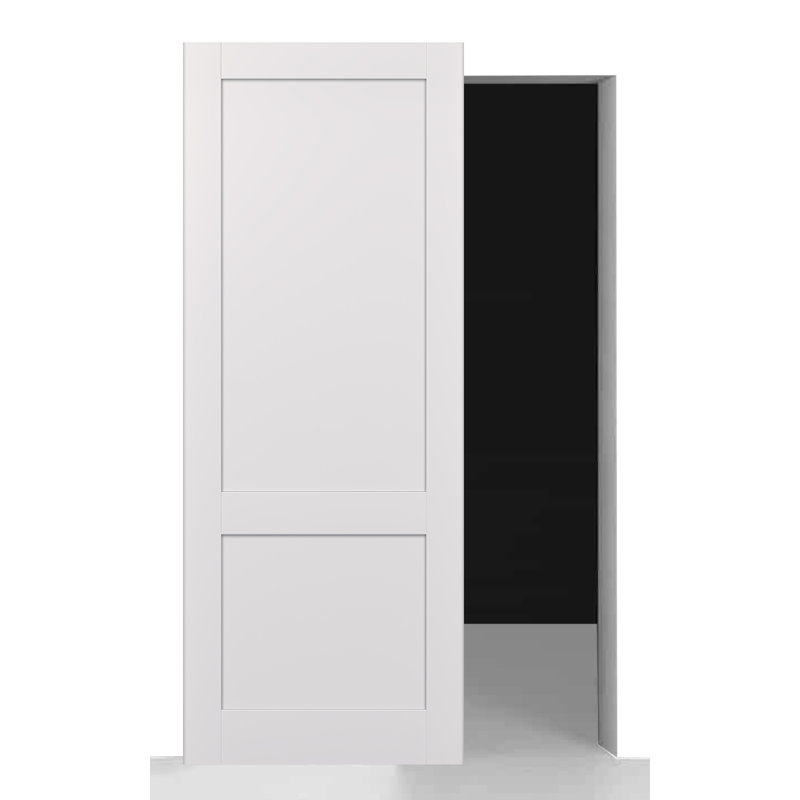 Snow White Composite Wood Sliding Barn Door Kit with Black Hardware