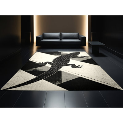 Tapis beige à motif géométrique lavable à la machine Pavnesh Gila