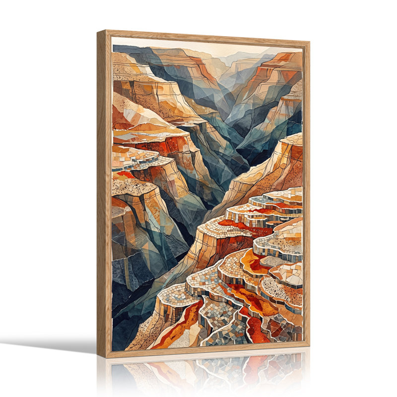 «Orange and Blue Canyon Layers in Mosaic Style», art mural sur toile, H 24 po x l 18 po