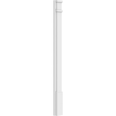 TruCraft Plain Pilaster w/ Decorative Capital & Base, 4"W x 48"H x 2"P Base Can Be Trimmed Up To 6 5/8", Architectural Grade PVC, Sold As Pair