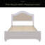 Grand lit moderne en bois avec tête de lit tapissier incurvée à lumière DEL dissimulée, sans sommier tapissier, gris crème