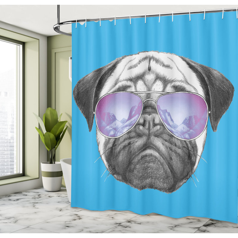 Ensemble de rideau de douche et crochets carlin, H 84 po x l 69 po, Bleu ciel