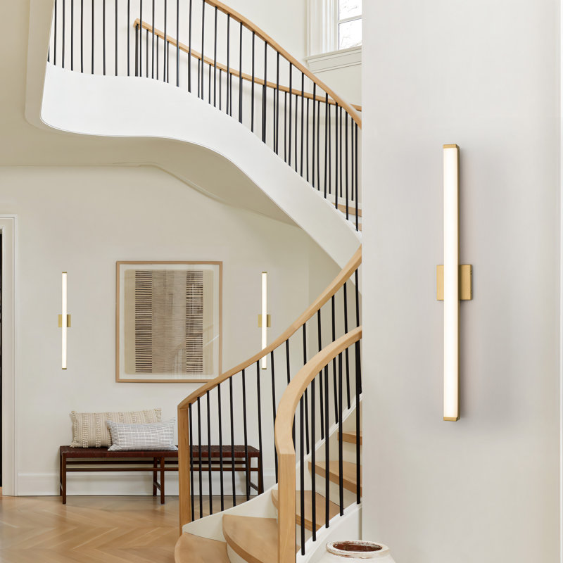 29.75” Brushed Gold Led Vanity Bar Light Indoor Wall Sconce With Acrylic Shade, 29.75" Width , 20 W, Brushed Gold