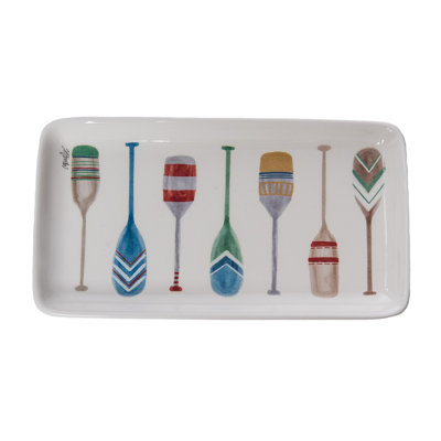 Dolomite Oars Appetizer Tray, Serving Tray, White, Ceramic, Table, Kitchen, Spring, Tabletop