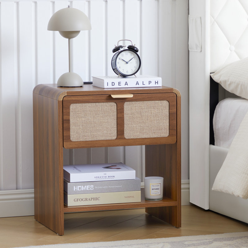 End Table With Charging Station, Walnut