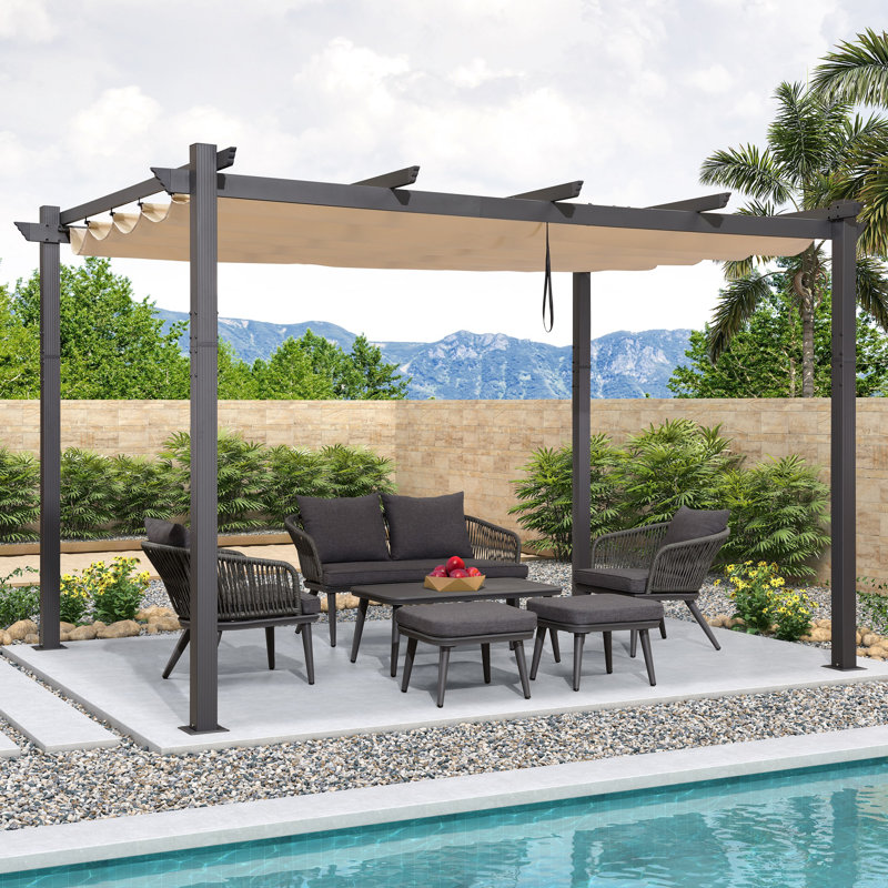 4m x 3m Aluminum Pergola, Khaki