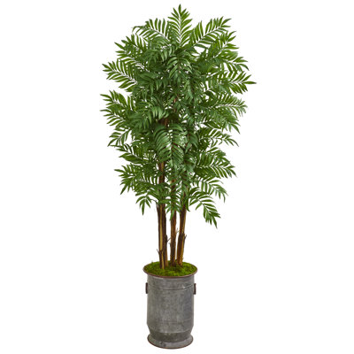 76'' Faux Palm Tree in Metal Planter