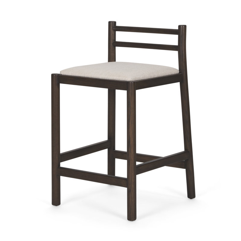 Tabouret Clemie, Siège crème / cadre brun foncé
