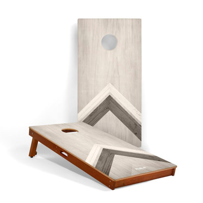 Planches de cornhole argentées à chevrons en acajou