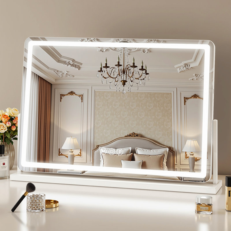 Led Vanity Mirror With Lights, 18x13 Inch Dimmable Touch Makeup Mirror, 19" x 22"