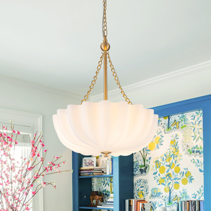 Lustre en verre plissé 3 lumières Classic Glam
