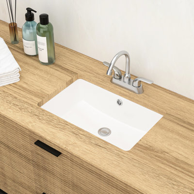 18"X12" Undermount Bathroom Sink With Overflow Ceramic White - Modern Classic Style, Acid Resistance For Remodeling Modern, Elegant, Stain- Powder Room