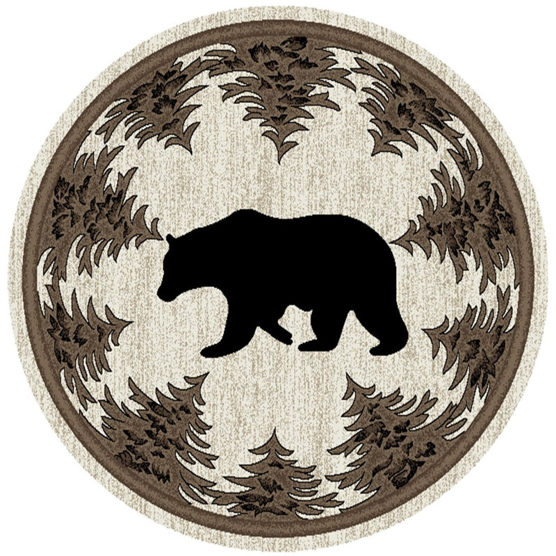 Tapis brun à motif floral Mcallier, Rond 7 pi 10 po