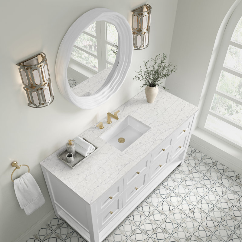 Breckenridge 60"W Single Vanity W/ Freepower Wireless Charger, Eternal Jasmine Pearl, Bright White