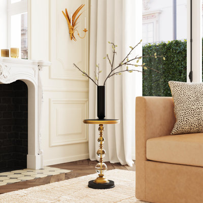 Table d'appoint à piédestal rond en granite 12 po Francies
