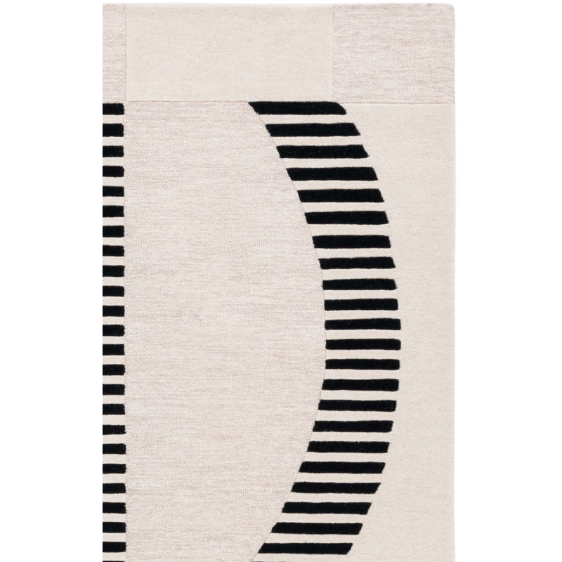 Tapis en coton touffeté à la main Chatham en ivoire / noir, Rectangle 4 pi x 6 pi