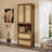 Bookshelf with 2 Rattan Doors, 3 Drawers &amp; USB Ports, Walnut | Pine Wood-53725692